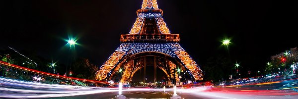 Eiffla, Nocą, Paryż, Wieża
