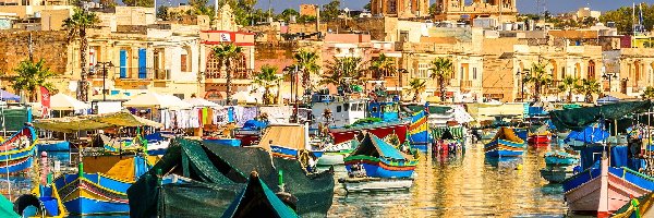 Malta, Miasto, Marsaxlokk, Łódki, Woda