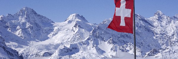Szwajcarskie, Zima, Flaga, Alpy