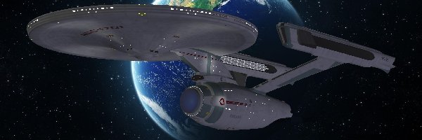 Kosmos, Ziemia, Statek kosmiczny Enterprise NCC-1701, Gwiazdy, Star Trek, Serial