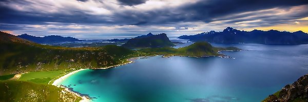 GOry, Jezioro, Chmury, Z lotu ptaka, Norwegia