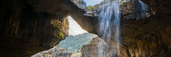 Wodospad, Trzech, Mostów, Skały, Jaskinia, Liban