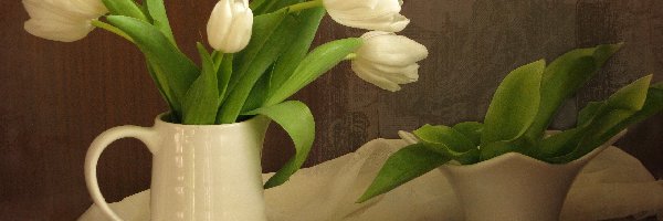 Tulipany, Szal, Porcelana, Białe