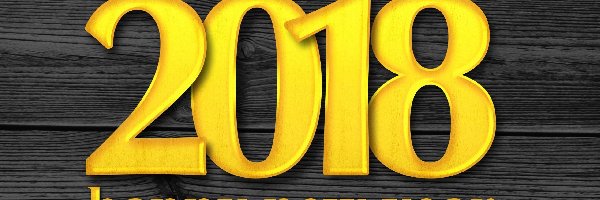 Nowy Rok, Żółty, 2018, Deski, Napis