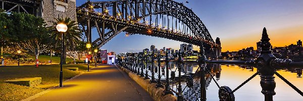 Miasta, Świt, Panorama, Sydney, Most, Rzeka