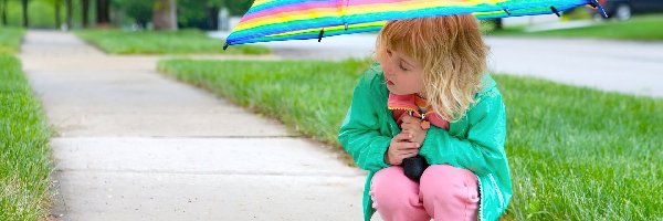 Parasol, Kolorowy, Dziewczynka
