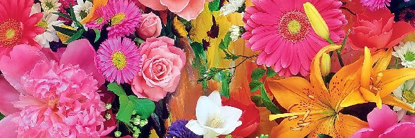 Kwiatów, Kolorowych, Bukiet