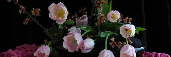Serwetka, Tulipany, Różowe