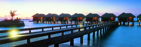 Ocean, Malediwy, Tropiki, Molo, Hoteliki