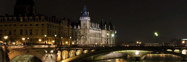 Paryż, Most Wymiany - Pont au Change, Rzeka Sekwana, Francja, Palais de la Cité, Muzeum Conciergerie