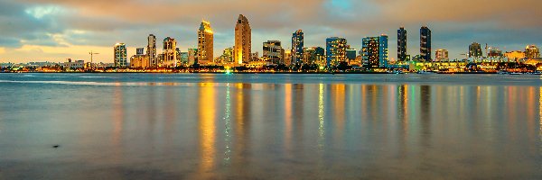Domy, Wieczór, Rzeka, San Diego