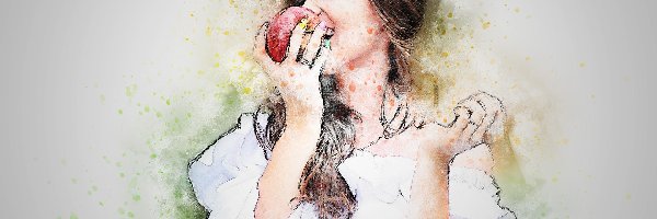 Jabłko, Paintography, Kobieta