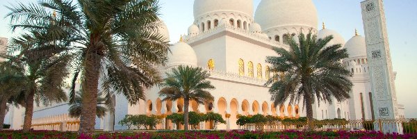 Zjednoczone Emiraty Arabskie, Sheikh Zayed, Meczet, Kwiaty, Palmy
