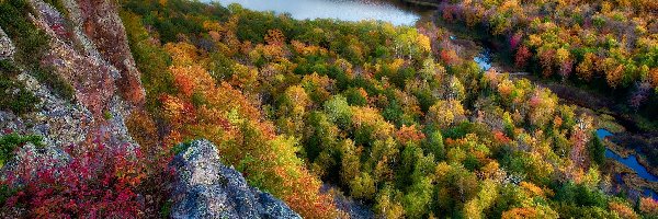 Jezioro Lake of the Clouds, Stan Michigan, Roślinność, Skała, Hrabstwo Ontonagon, Jesień, Lasy, Stany Zjednoczone