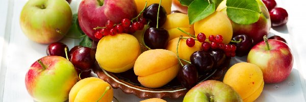Owoce, Porzeczki, Jabłka, Morele, Czereśnie