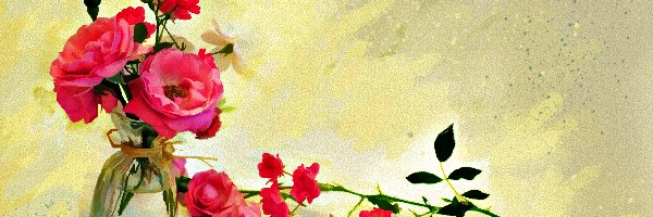 Kwiaty, Reprodukcja obrazu, Bukiet, Róże