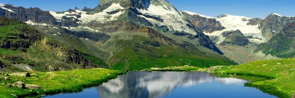Jezioro, Szwajcaria, Matterhorn, Góry