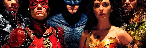 Gal Gadot - Wonder Woman, Ray Fisher - Cyborg, Ben Affleck - Batman, Liga Sprawiedliwości - Justice League, Film, Ezra Miller - Flash, Jason Momoa - Aquaman