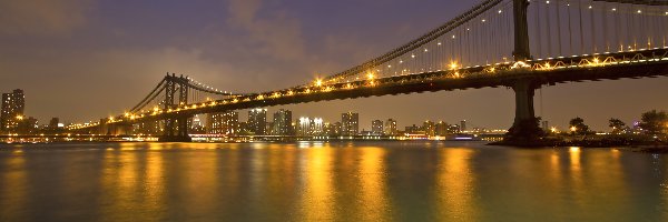 Most, Kamienie, Rzeka, Nowy York, Manhattan Bridge
