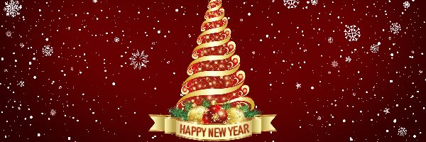Choinka, Napis, Życzenia, Boże Narodzenie, Happy New Year