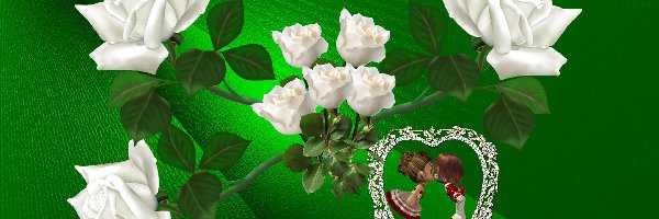 Miłość, Róże, Białe, Grafika