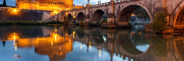 Włochy, Most, Rzym, Rzeka Tyber, Zamek Świętego Anioła