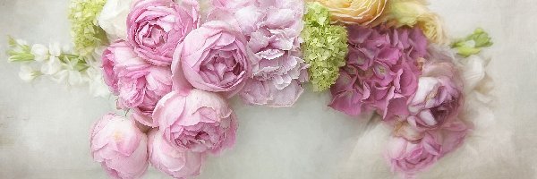 Kwiaty, Wazonik, Róże, Bukiet