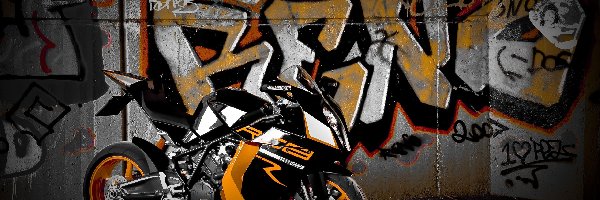 Graffiti, Ściana, Motocykl