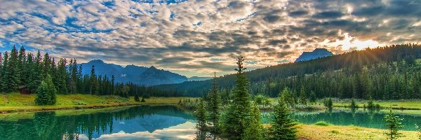 Kanada, Park Narodowy Banff, Prowincja Alberta, Góry, Jezioro