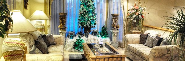 Meble, Choinka, Salon