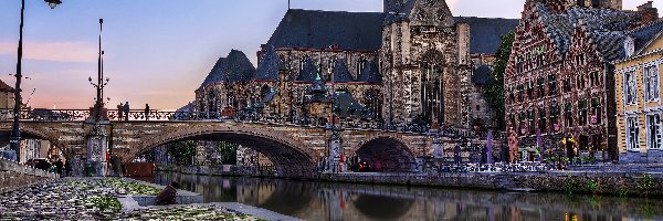 Most, Domy, Kościół, Rzeka, Bruksela, Belgia