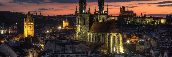 Praga, Zmierzch, Kościół Najświętszej Marii Panny przed Tynem, Czechy