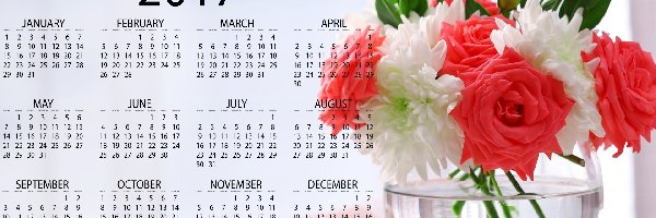 2017, Kalendarz, Bukiet kwiatów
