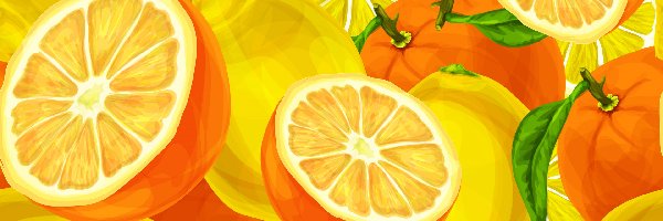 Owoce, Pomarańcze, Cytrusy, 2D, Cytryny