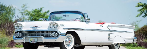 Biały, 1958, Chevrolet Impala, Zabytkowy