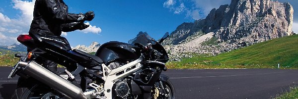 Motor, Widoki, Góry, Motocyklista