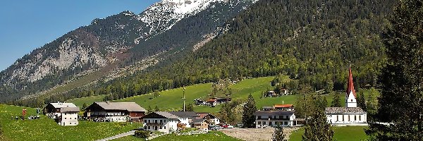 Wioska, Łąki, Dolina, Steinberg, Lasy, Tyrol