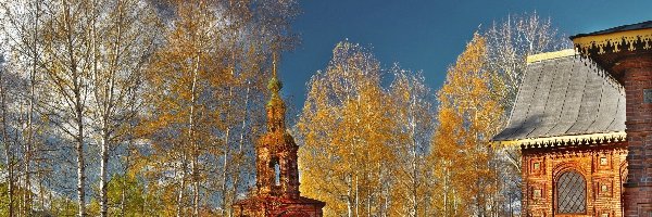 Zdobienia, Jesień, Drzewa, Świątynia