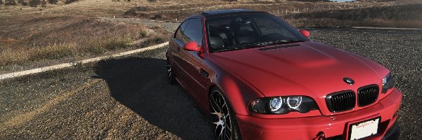 Czerwony, BMW, Samochód, Pola, E46