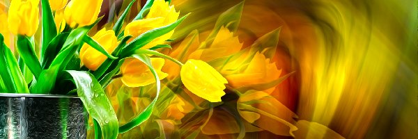 Kwiaty, Tulipany, Żółte, Grafika
