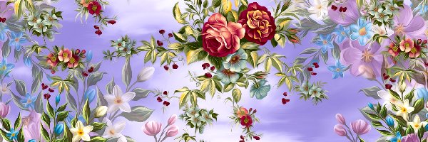 Kwiaty, Grafika, Róże, Drobne