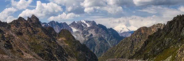 Góra Kullumkol, Kaukaz, Rosja, Kabardo-Bałkaria, Szczyty, Góra Elbrus, Chmury, Góry