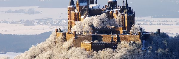 Zamek, Niemcy, Burg Hohenzollern, Zima