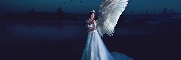 Kobieta, Anioł, Skrzydła, Fantasy