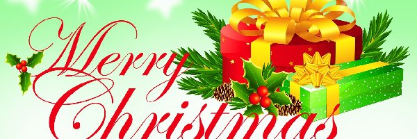 Merry Christmas, Prezenty, Napis, 2D, Świąteczne, Boże Narodzenie