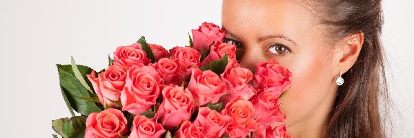 Roze, Kwiaty, Kobieta