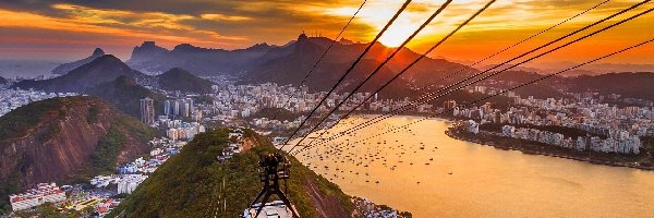 Rio de Janeiro, Linowa, Kolejka, Słońca, Zachód