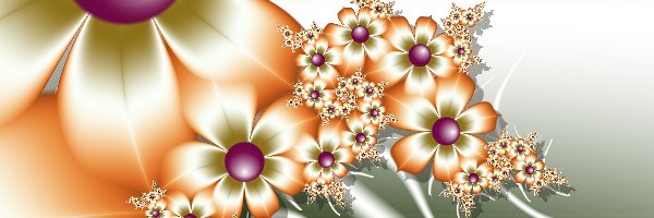 Kwiaty, 3D, Grafika, Pomarańczowe