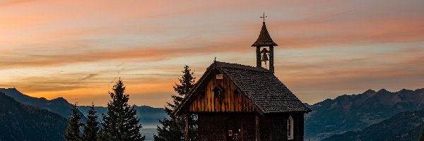 Drewniany, Góry, Kościół, Austria, Alpy