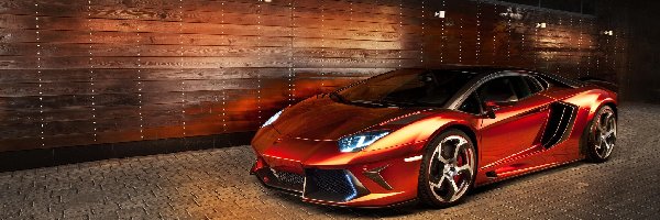 Nowoczesny, Lamborghini Aventador, Samochód, Złoty